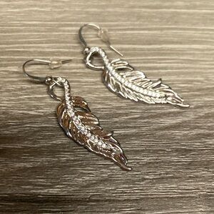 Western/Southwest Silver Feather Dangle Earrings
